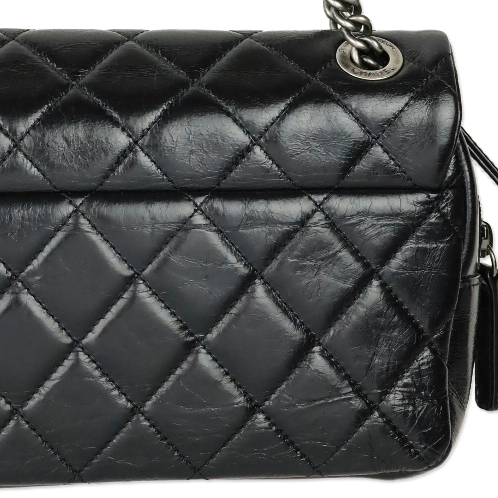Chanel Black Glazed Calfskin Small Easy Flap Bag