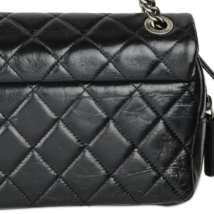 Chanel Black Glazed Calfskin Small Easy Flap Bag