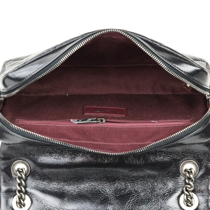 Chanel Black Glazed Calfskin Small Easy Flap Bag