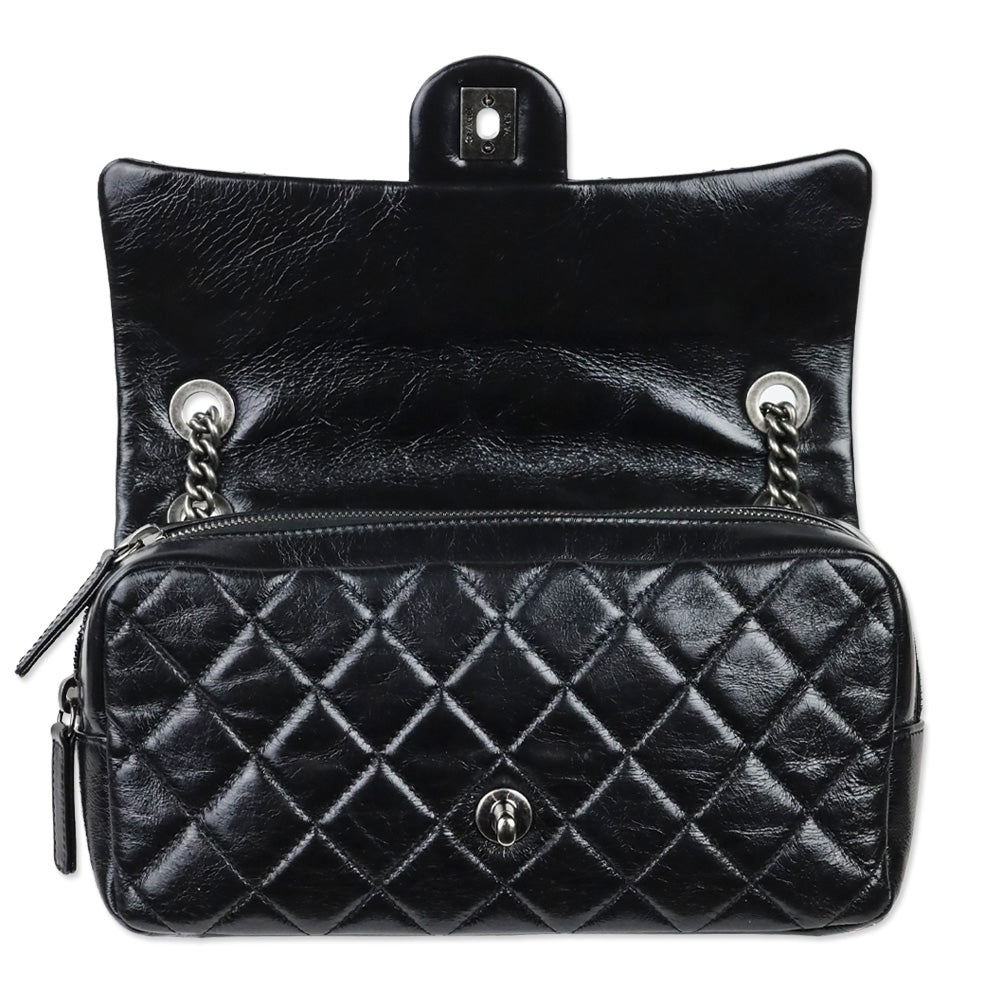 Chanel Black Glazed Calfskin Small Easy Flap Bag