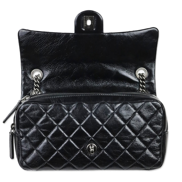 Chanel Black Glazed Calfskin Small Easy Flap Bag