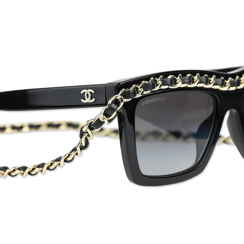 Chanel Black Gradient Lens Chain Square Sunglasses