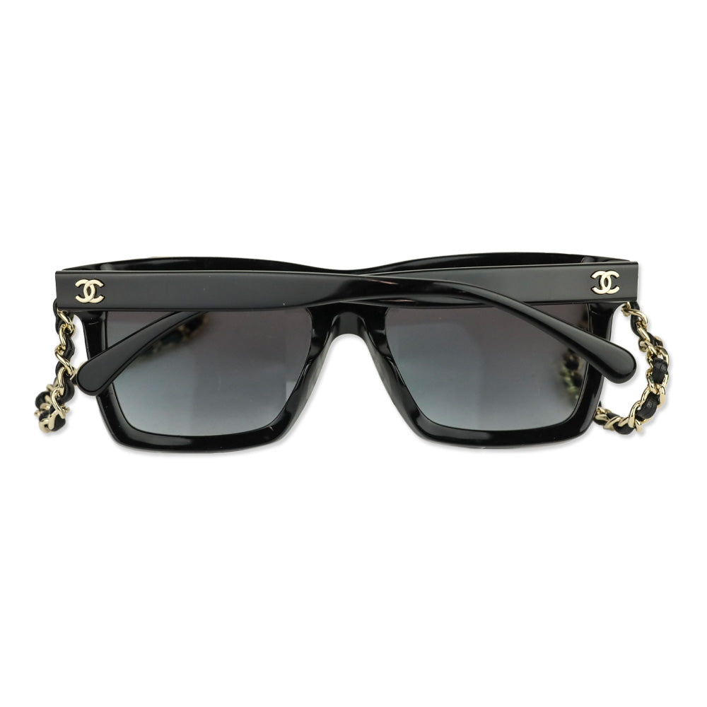 Chanel Black Gradient Lens Chain Square Sunglasses