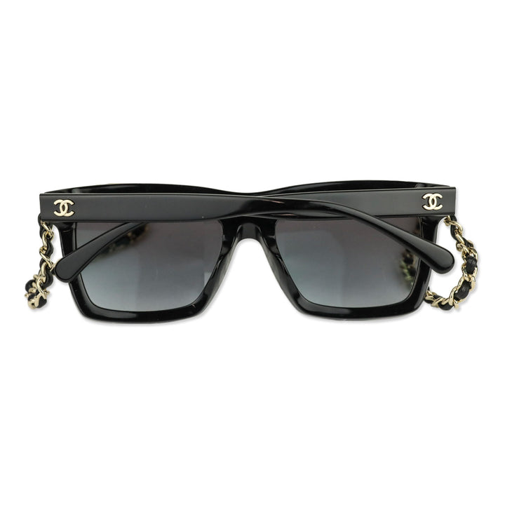 Chanel Black Gradient Lens Chain Square Sunglasses