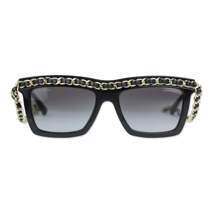 Chanel Black Gradient Lens Chain Square Sunglasses