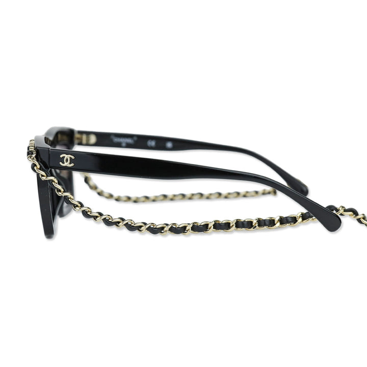 Chanel Black Gradient Lens Chain Square Sunglasses