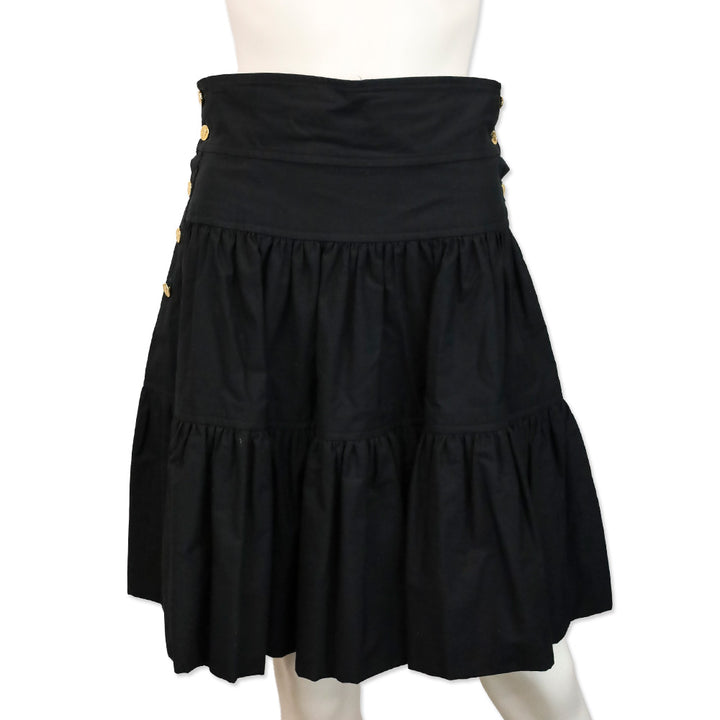 Chanel Black High-Waisted Ruch Tiered Midi Skirt