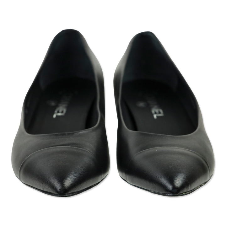 Chanel Black Lambskin Leather Pumps