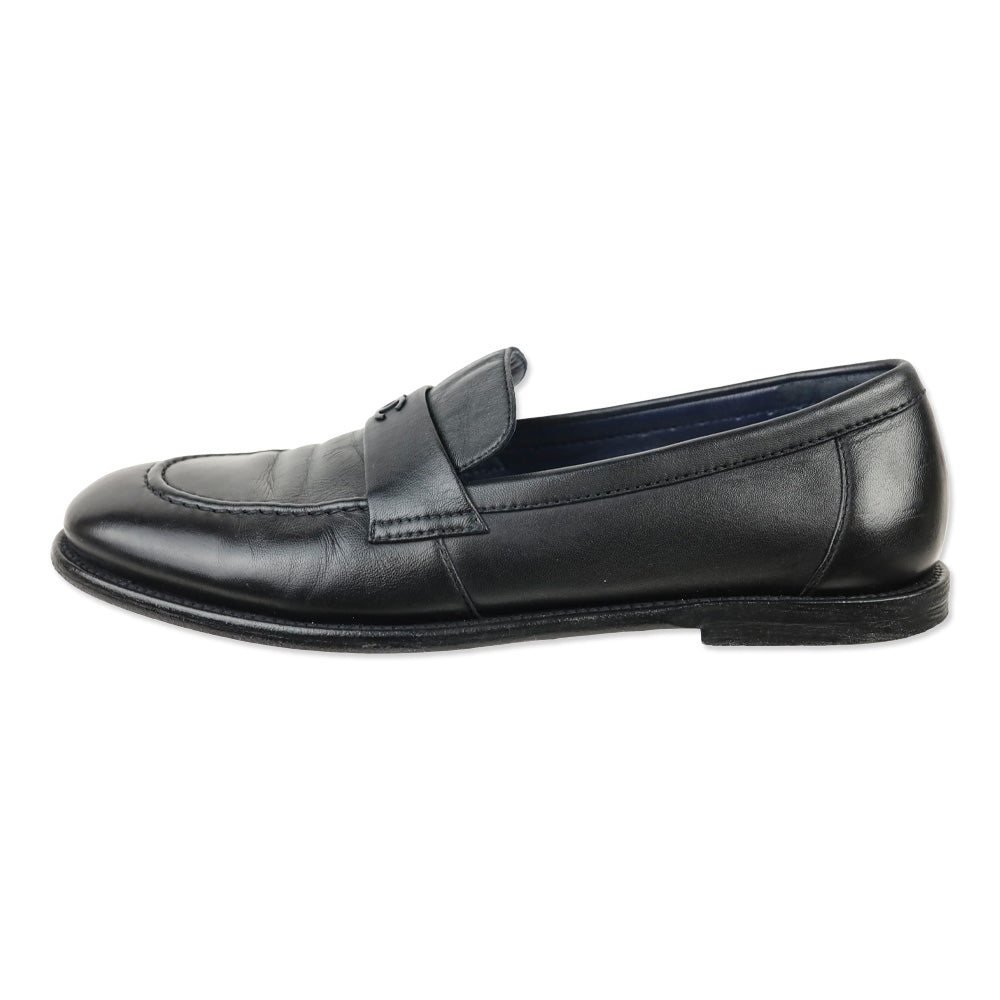 Chanel Black Leather CC Strap Loafer