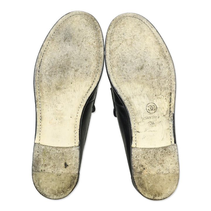 Chanel Black Leather CC Strap Loafer