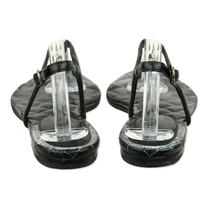 Chanel Black Leather CC Thong Sandals