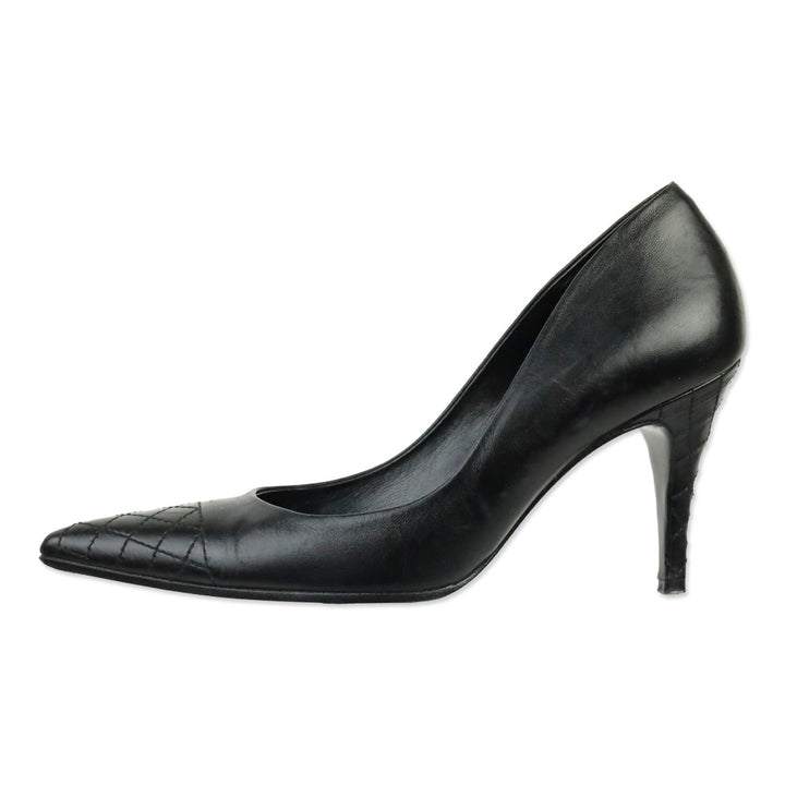 Chanel Black Leather Quilted Pointed Toe Pumps