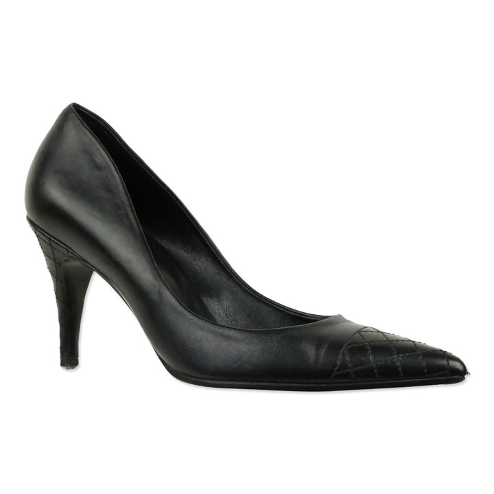 Chanel Black Leather Quilted Pointed Toe Pumps