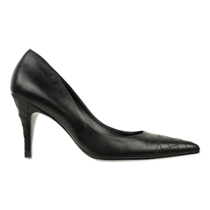 Chanel Black Leather Quilted Pointed Toe Pumps