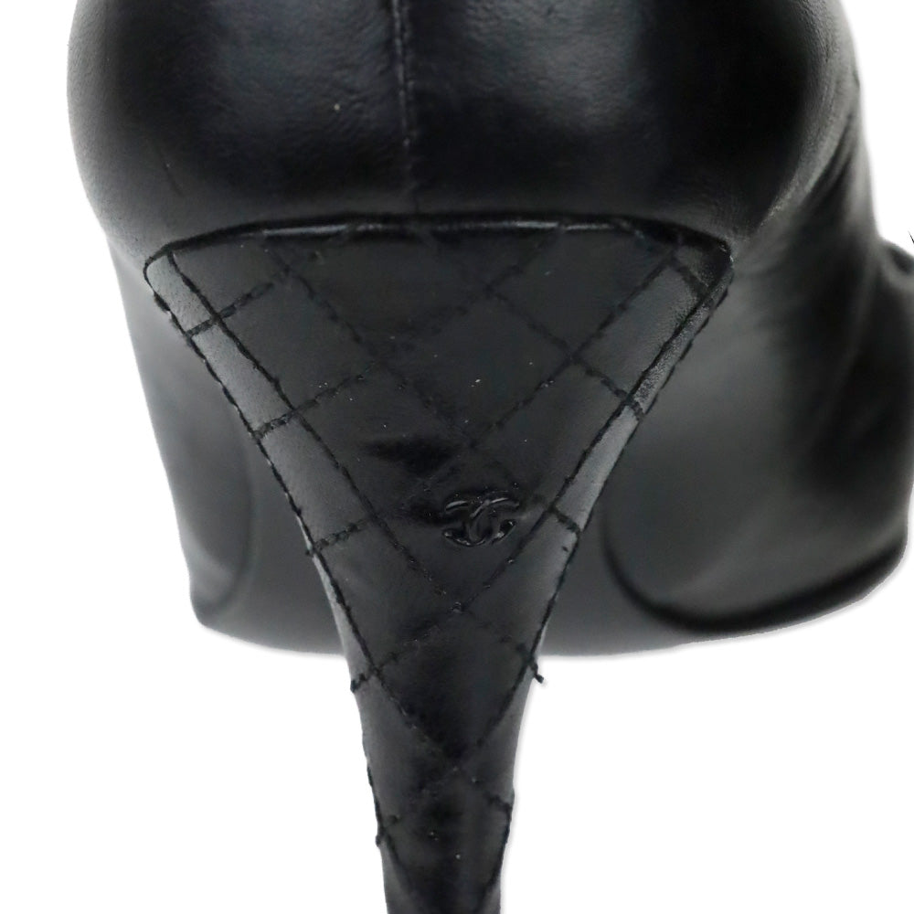 Chanel Black Leather Quilted Pointed Toe Pumps