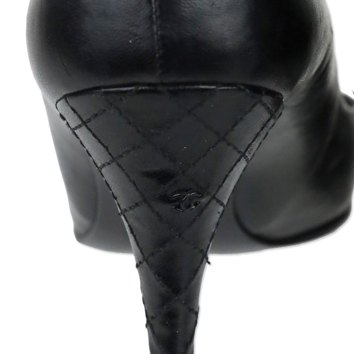 Chanel Black Leather Quilted Pointed Toe Pumps