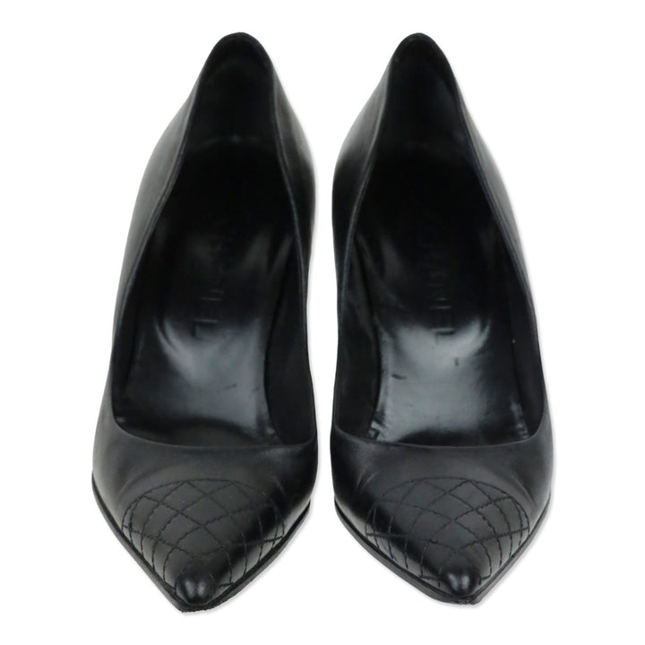 Chanel Black Leather Quilted Pointed Toe Pumps