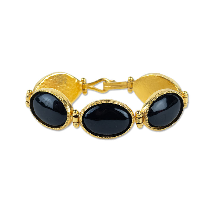 Chanel Black Oval Stone Gold Bracelet