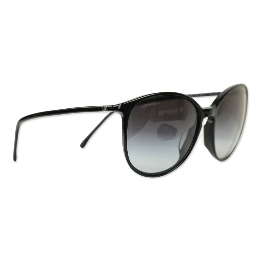 Chanel Black Oversized Round Gradient Lens Sunglasses