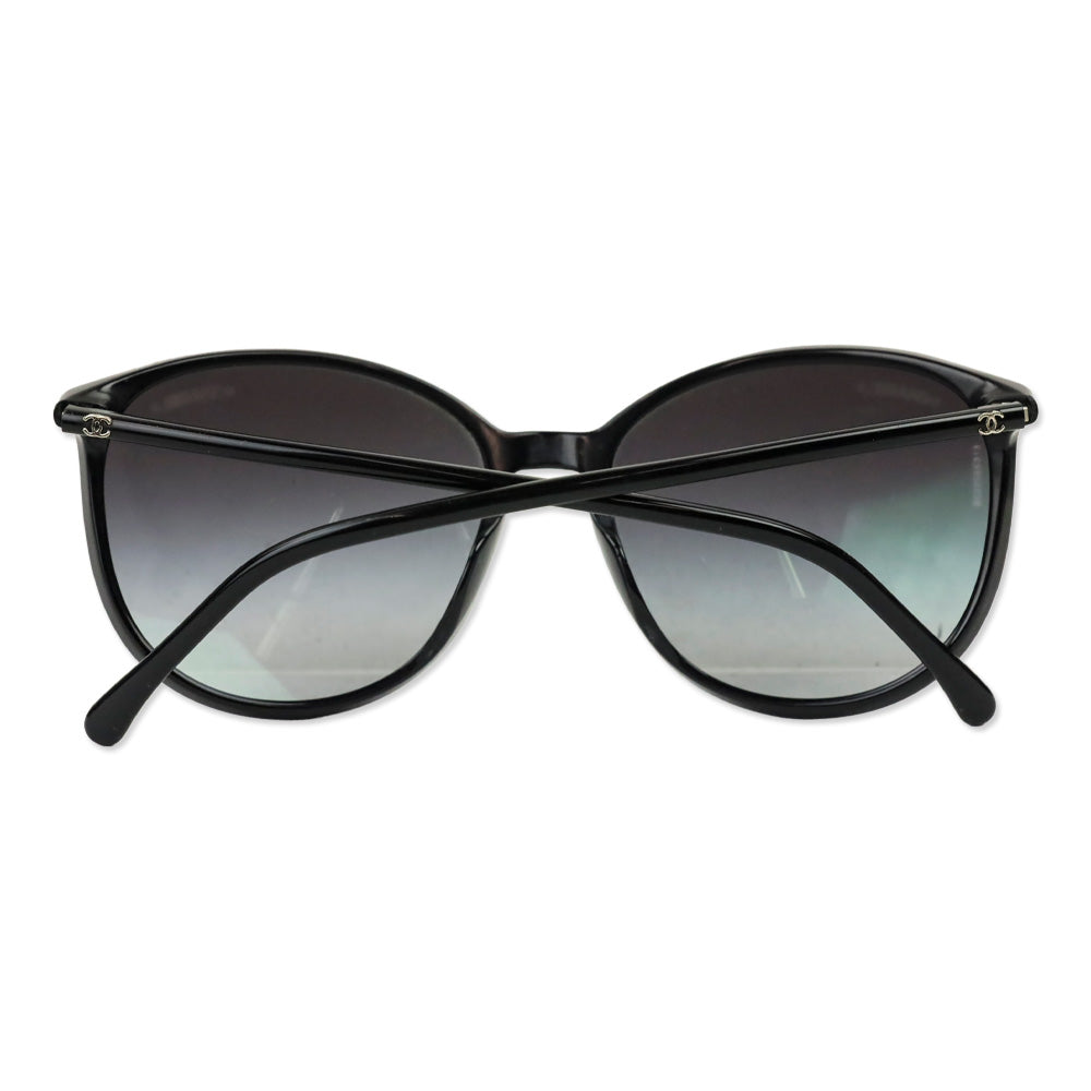 Chanel Black Oversized Round Gradient Lens Sunglasses