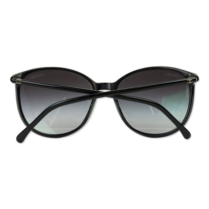 Chanel Black Oversized Round Gradient Lens Sunglasses