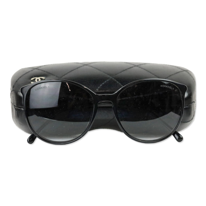 Chanel Black Oversized Round Gradient Lens Sunglasses