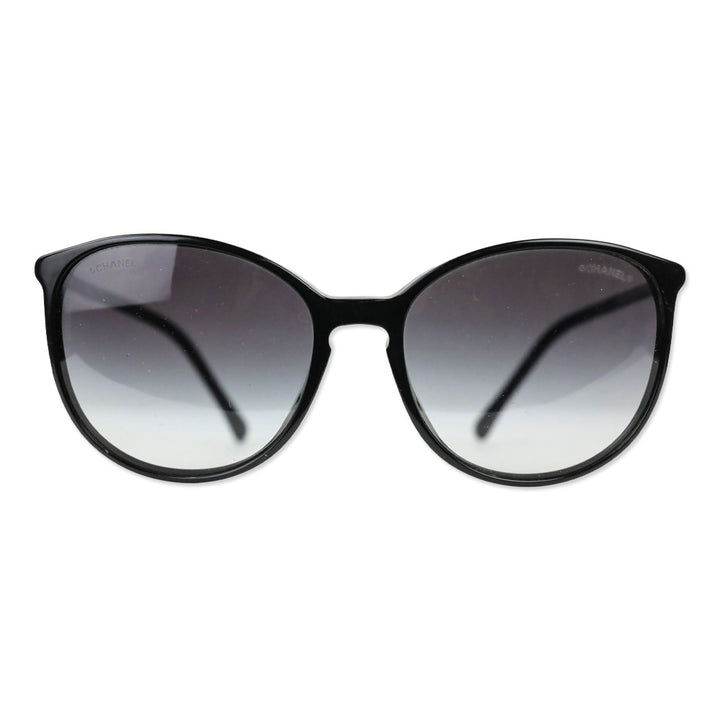 Chanel Black Oversized Round Gradient Lens Sunglasses