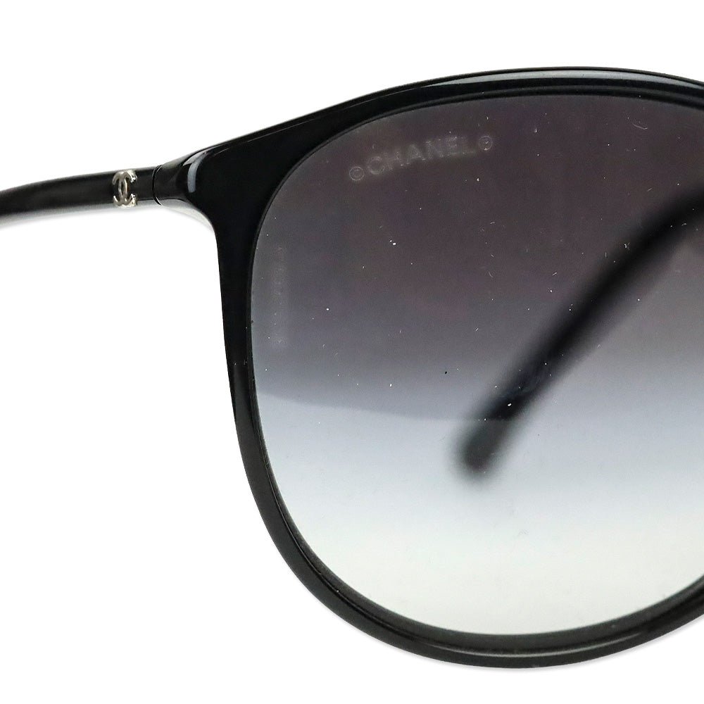 Chanel Black Oversized Round Gradient Lens Sunglasses