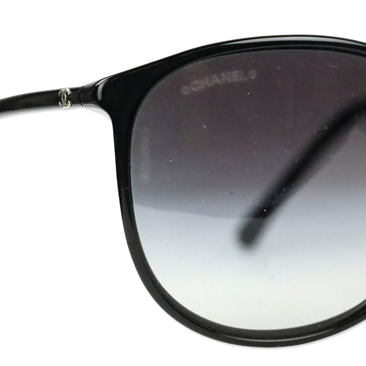 Chanel Black Oversized Round Gradient Lens Sunglasses