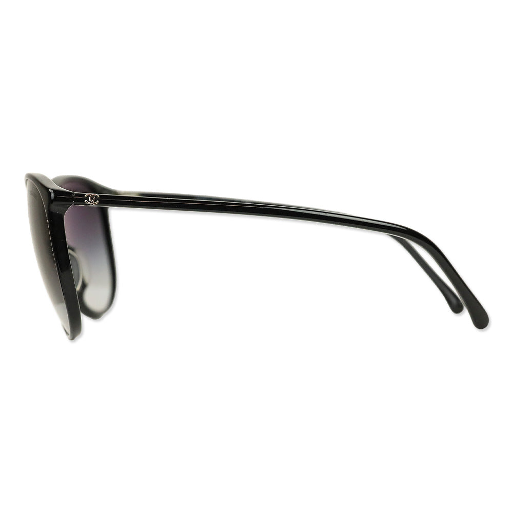 Chanel Black Oversized Round Gradient Lens Sunglasses
