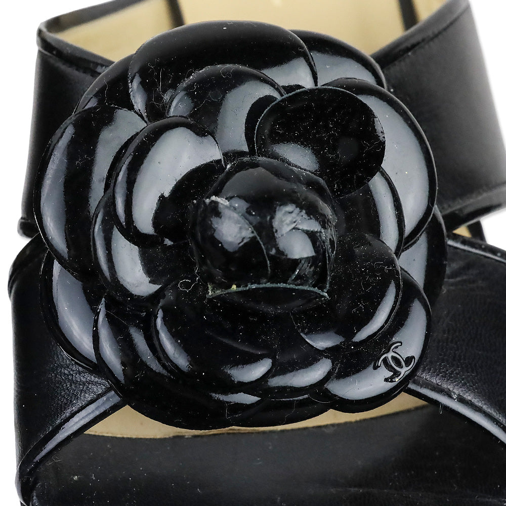 Chanel Black Patent Leather Camilla Slide Sandals