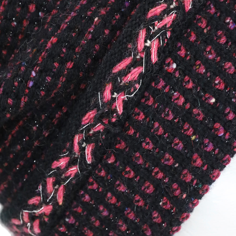 Chanel Black Pink Cashmere Tweed CC Beanie