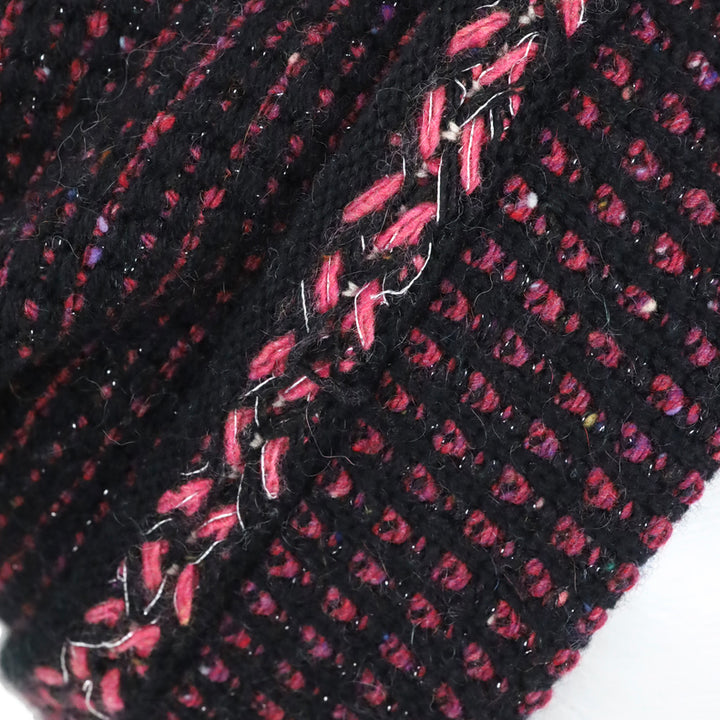Chanel Black Pink Cashmere Tweed CC Beanie