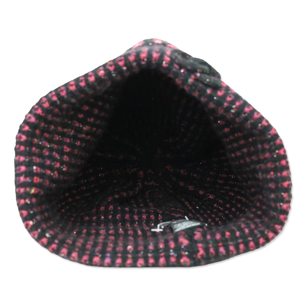 Chanel Black Pink Cashmere Tweed CC Beanie