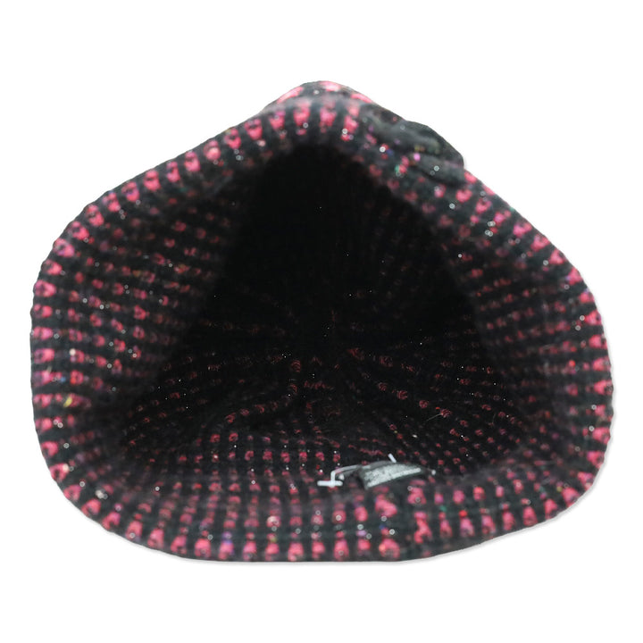 Chanel Black Pink Cashmere Tweed CC Beanie