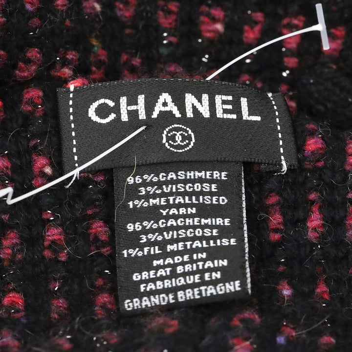 Chanel Black Pink Cashmere Tweed CC Beanie