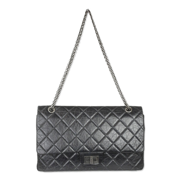Chanel Black Quilted Aged Calfskin Leather Reissue 2.55 Double Flap Bag
