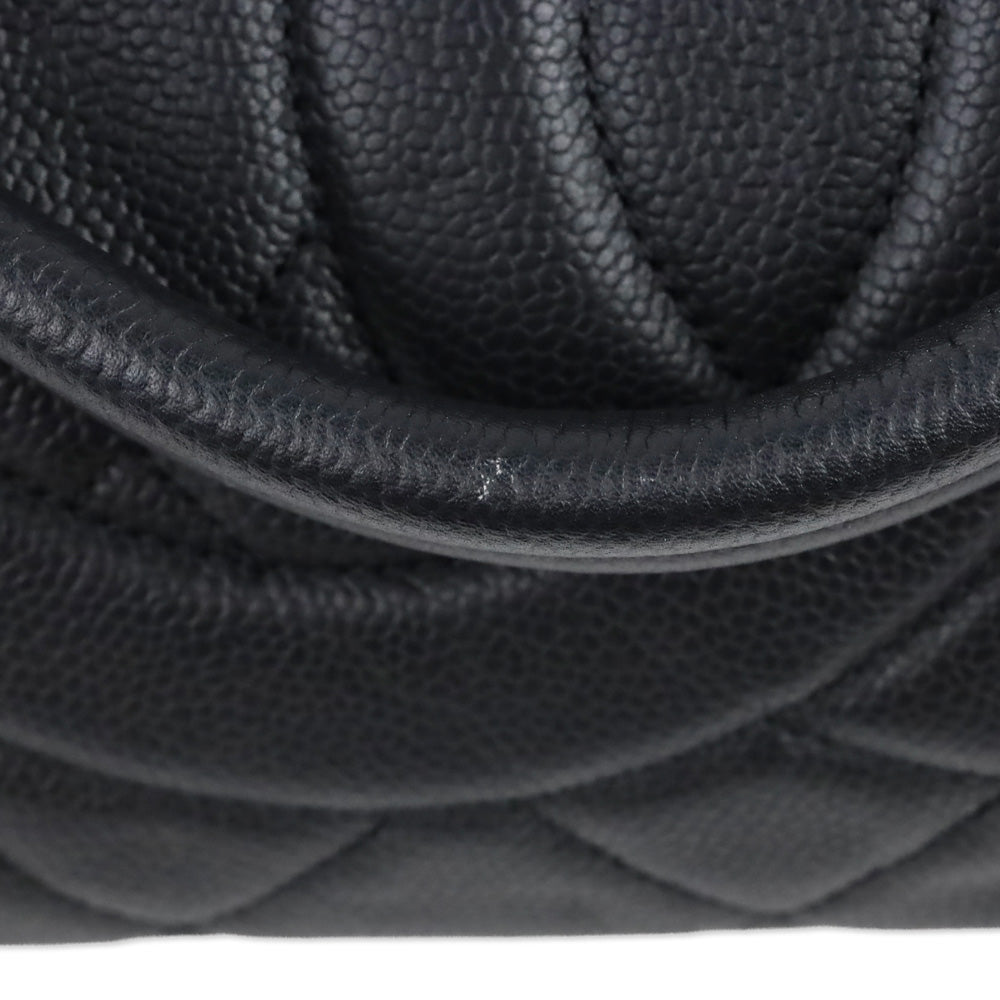 Chanel Black Quilted Caviar Leather Expandable Zip Around Tote Bag