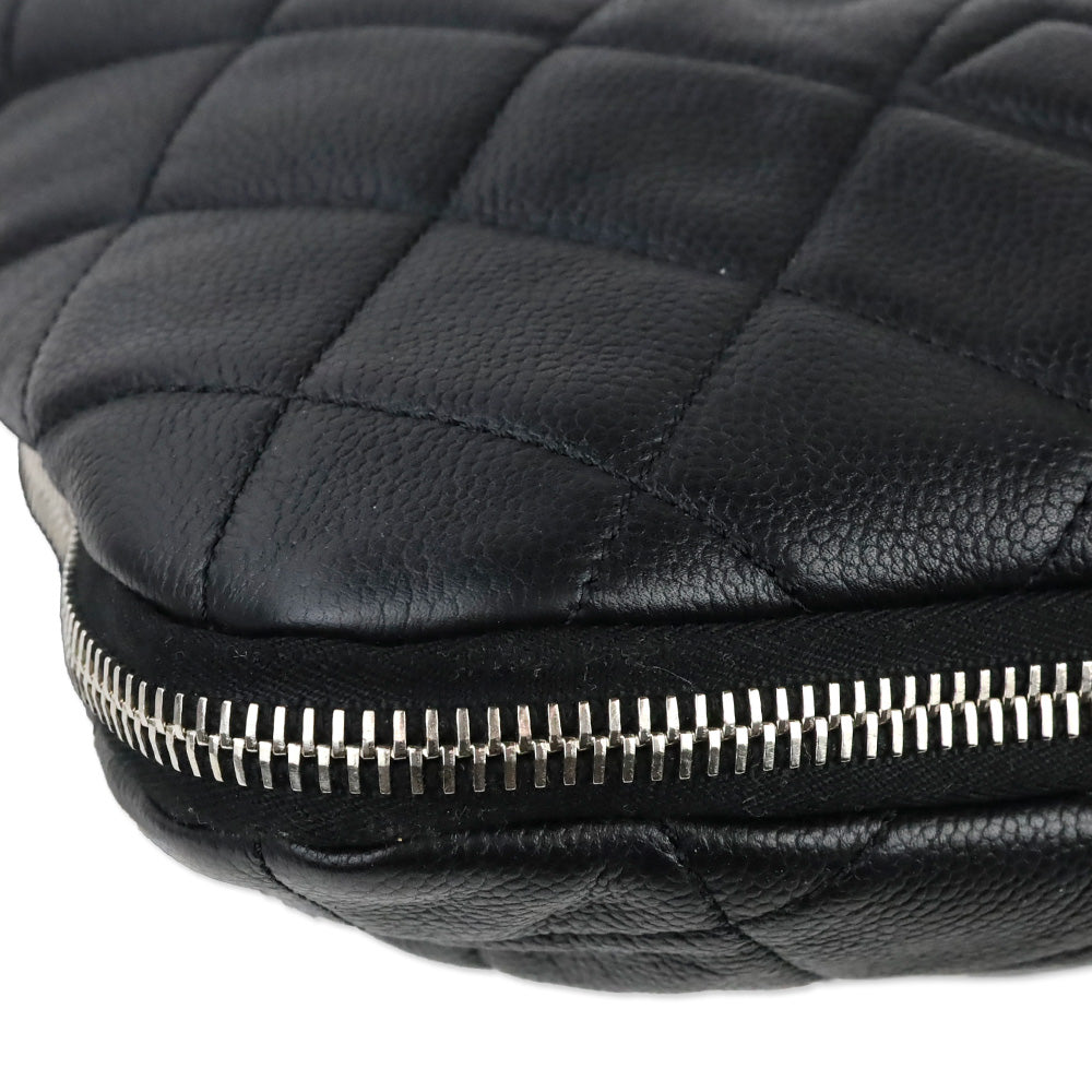 Chanel Black Quilted Caviar Leather Expandable Zip Around Tote Bag
