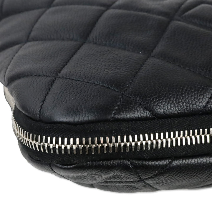 Chanel Black Quilted Caviar Leather Expandable Zip Around Tote Bag