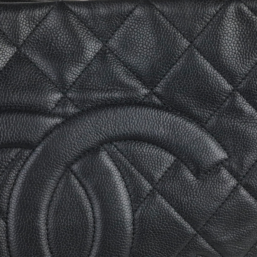 Chanel Black Quilted Caviar Leather Expandable Zip Around Tote Bag