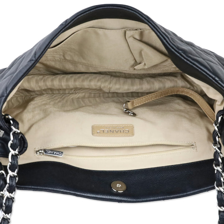 Chanel Black Quilted Caviar Leather Expandable Zip Around Tote Bag