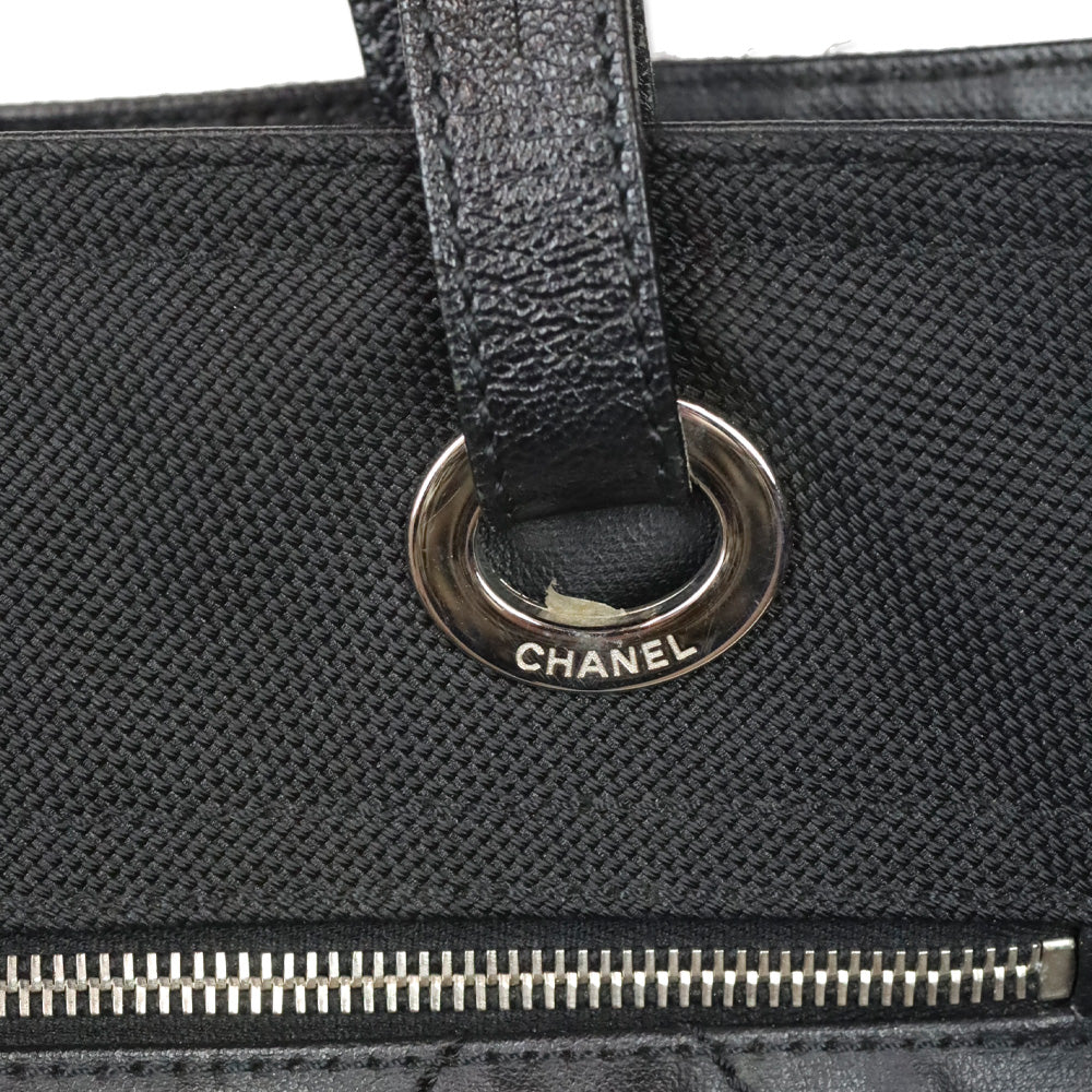 Chanel Black Quilted Coated Canvas Paris Biarritz Large Tote