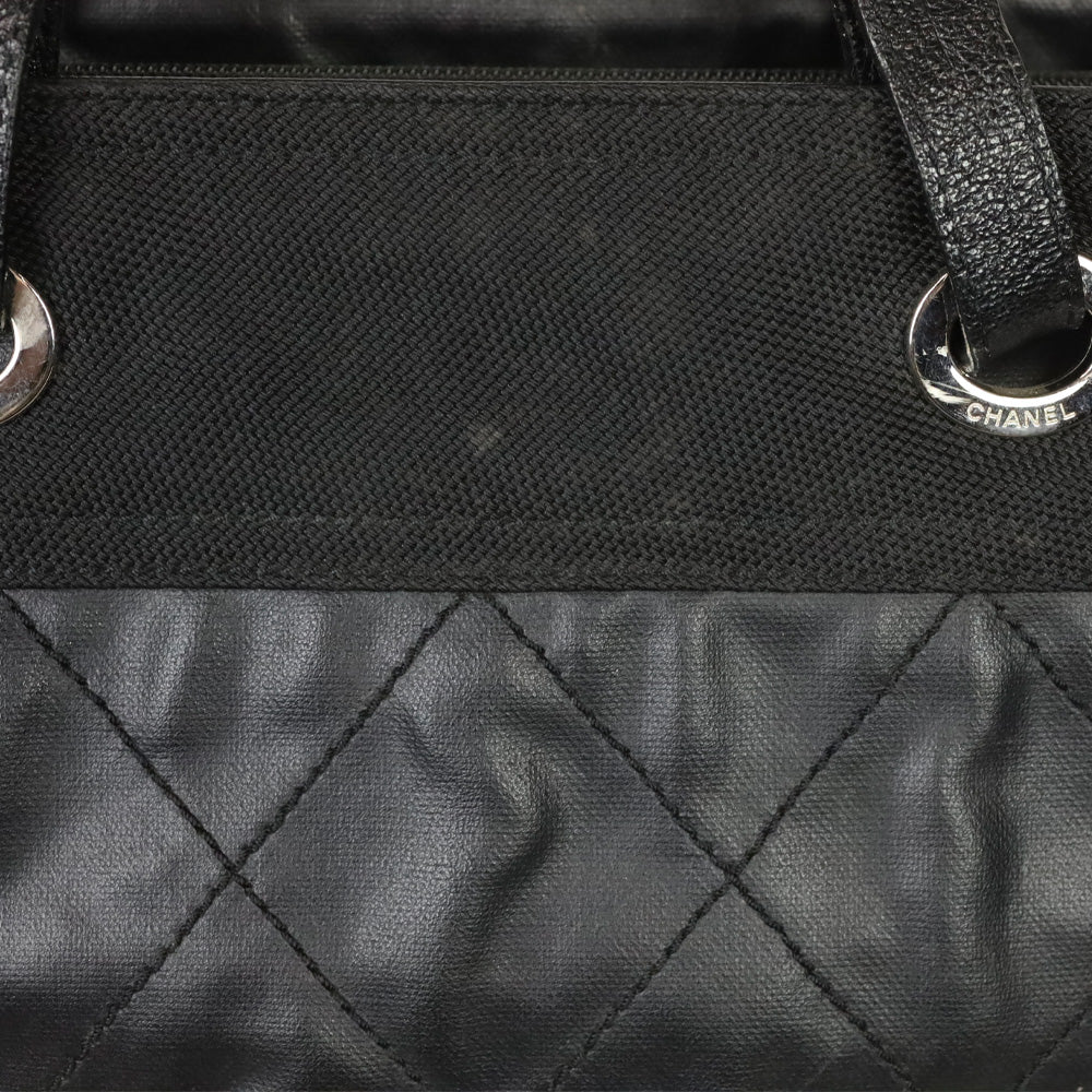 Chanel Black Quilted Coated Canvas Paris Biarritz Large Tote