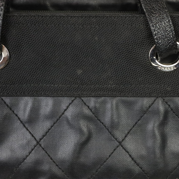 Chanel Black Quilted Coated Canvas Paris Biarritz Large Tote