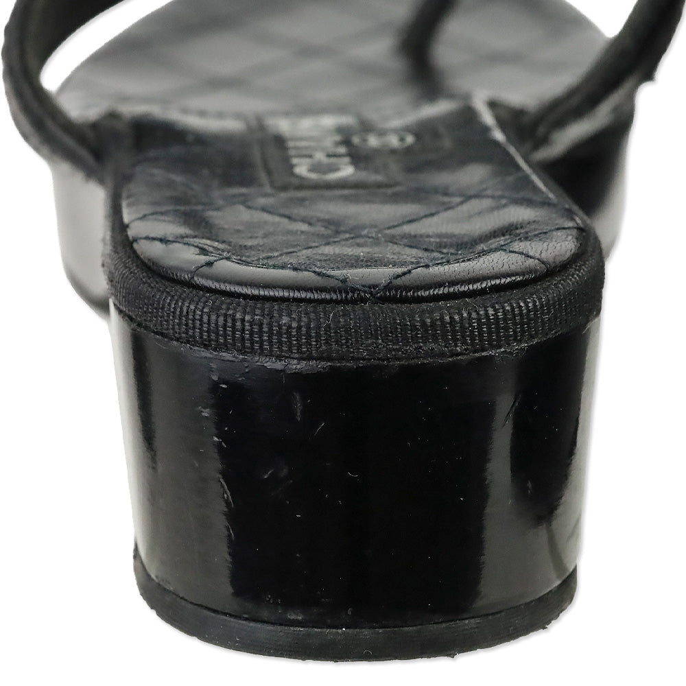 Chanel Black Quilted Leather Platform Thong Sandals