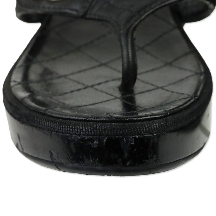 Chanel Black Quilted Leather Platform Thong Sandals