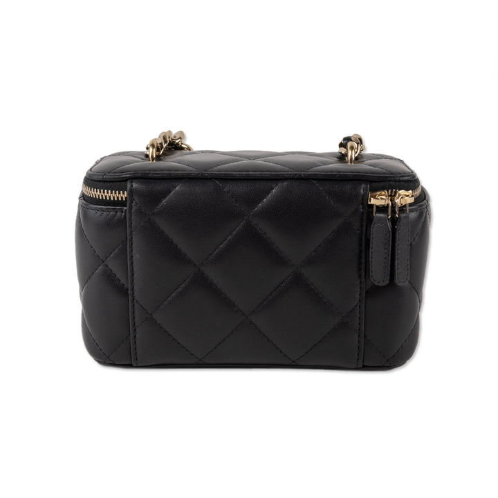 Chanel Black Quilted Leather Vanity Crossbody with Chain Strap