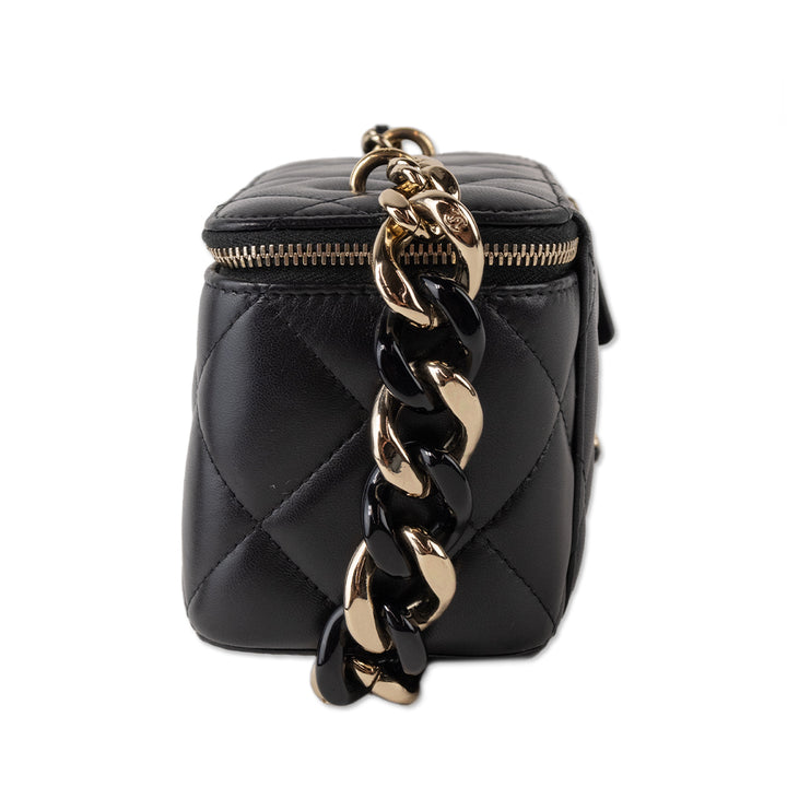 Chanel Black Quilted Leather Vanity Crossbody with Chain Strap