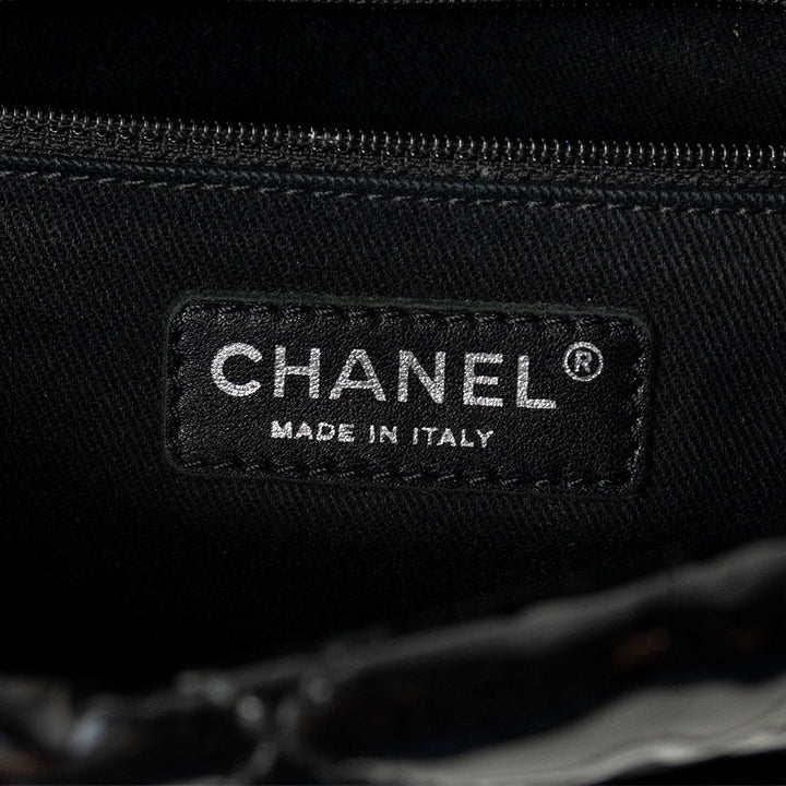 Chanel Black Quilted Patent Leather Tote